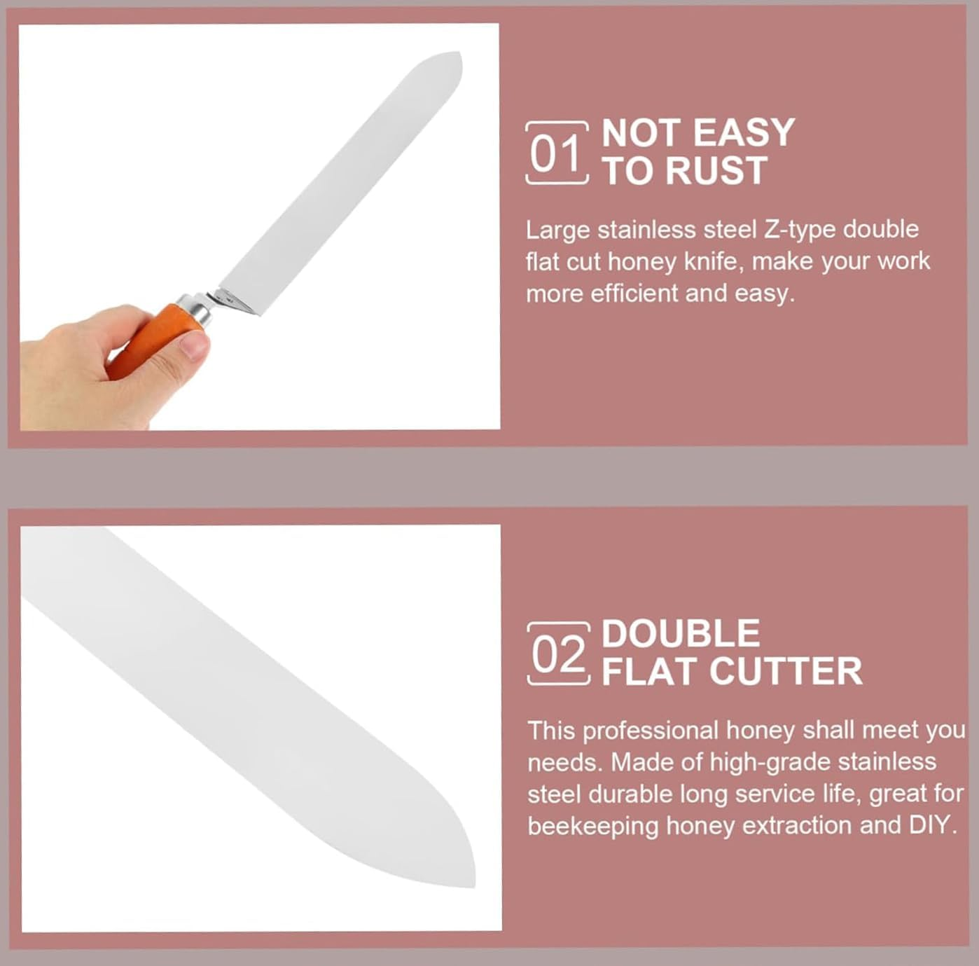 Professional Stainless Steel Uncapping Knife with Comfortable Wooden Handle, Efficient Beekeeping Tool for Easy Honey Harvest & Hive Frame Scraping