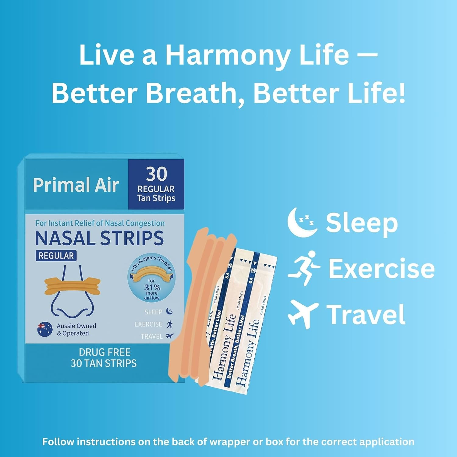 Premium Nasal Strips &ndash; Aussie Owned Nose Strips for Sleeping & Snoring Relief &ndash; Fast Drug-Free Breathing & Nasal Congestion Relief, 30 Count image number 5