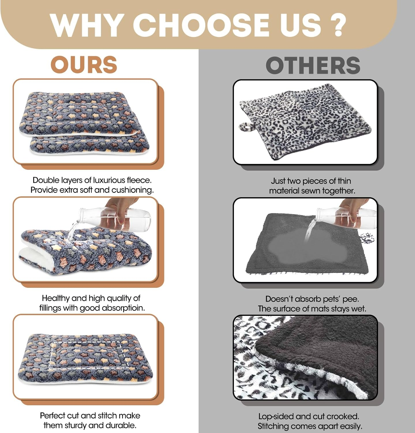 2 Pack Guinea Pig Bed - 10 X 13 Inch Guinea Pig Pee Pads Bedding - Washable and Thickness Upgrade - Dark Blue + Dark Blue image number 5