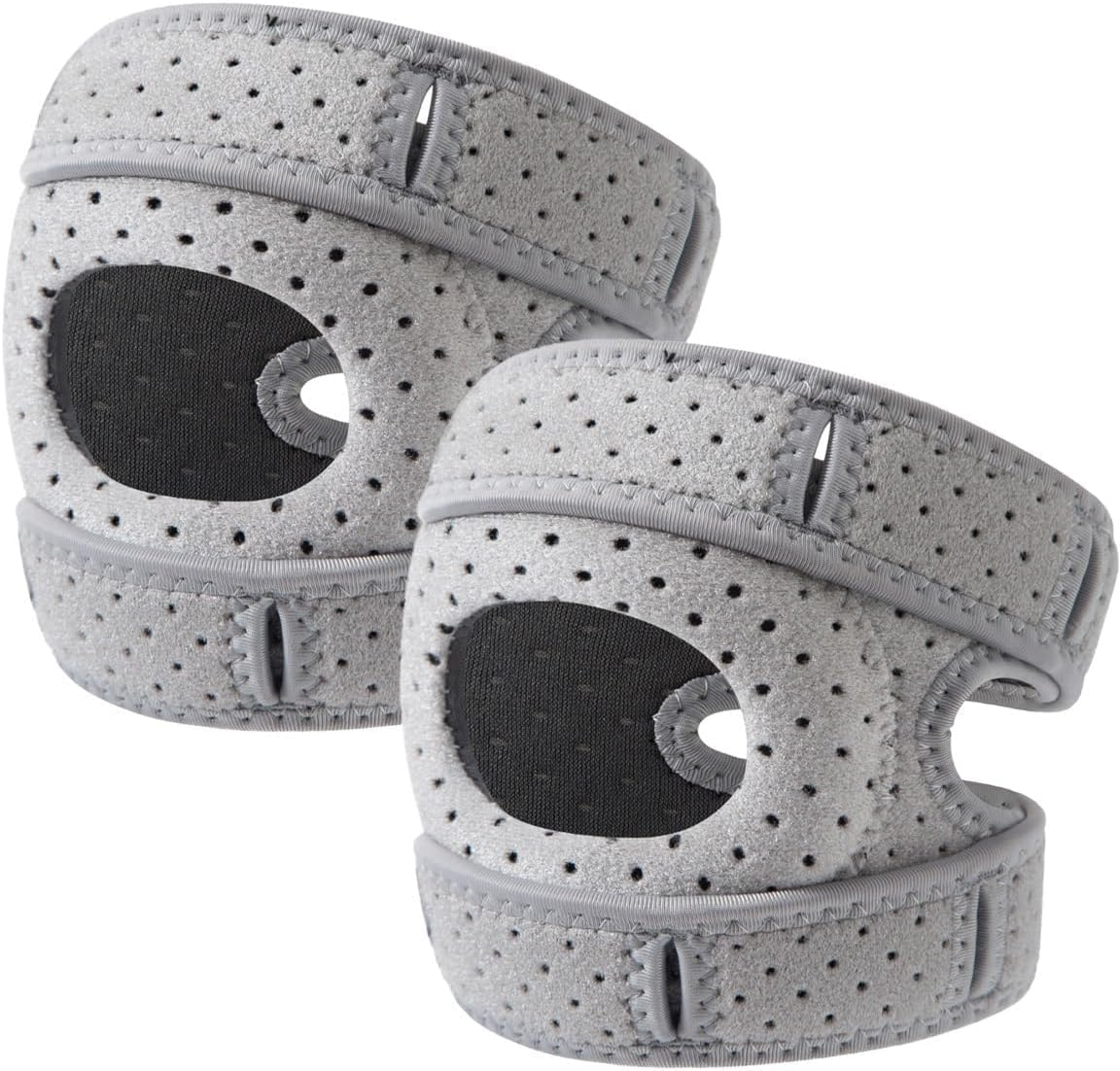 Plus Size Knee Brace,2 Pack Adjustable Patellar Tendon Support Sleeves, Pain Relief Knee Brace with Gel Pads for Meniscus, Arthritis, Orthopedic Sports Use (Gray, L) image number 5