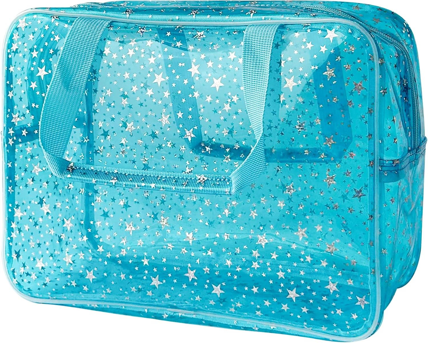 Clear Star Large Cosmetic Bag and Travel Pouch with Handle,Durable Material,Zipper Design-Ideal for Makeup,Travel Essentials