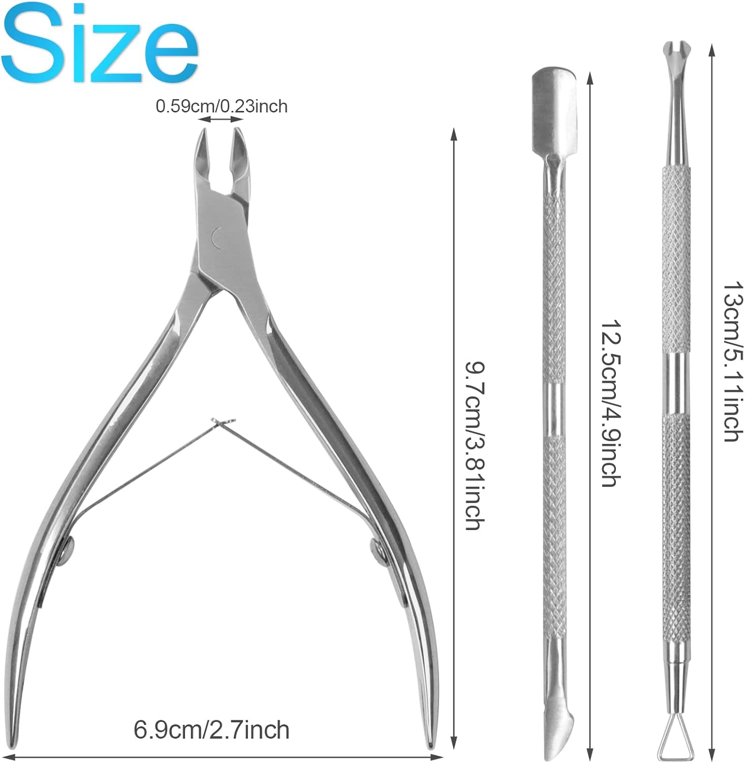 Sularpek Cuticle Remover Tool Set with Cuticle Cutter and Cuticle Pusher, 3 in 1 Professional Cuticle Remover, Cuticle Scissors, Stainless Steel Nail Care Tool for Manicure and Pedicure (Silver) image number 5