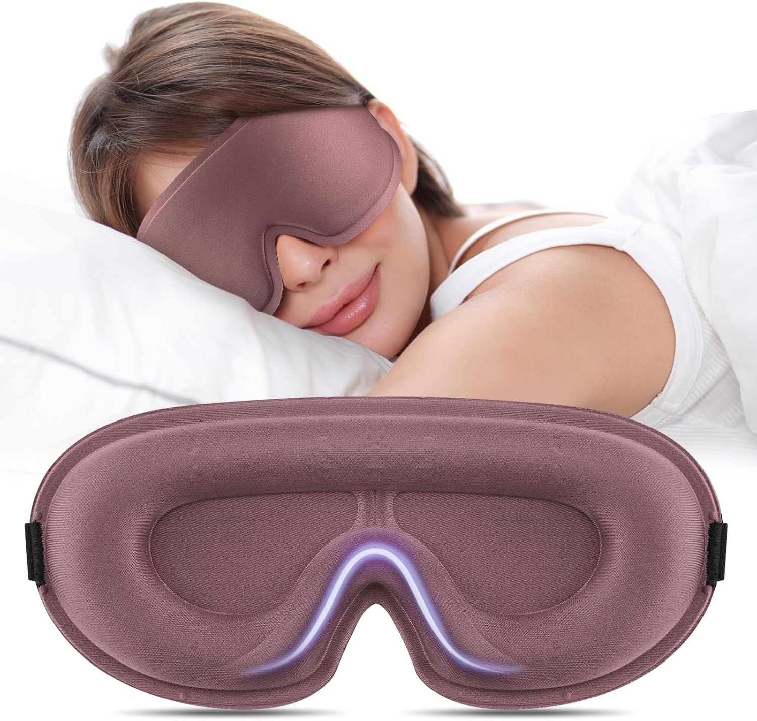 Meliya Sleep Mask for Side Sleeper, Complete Light Blocking 3D Sleeping Eye Mask, Soft Breathable Eye Cover for Women Men, Travel, Nap, Relaxing Zero Pressure Night Blindfold