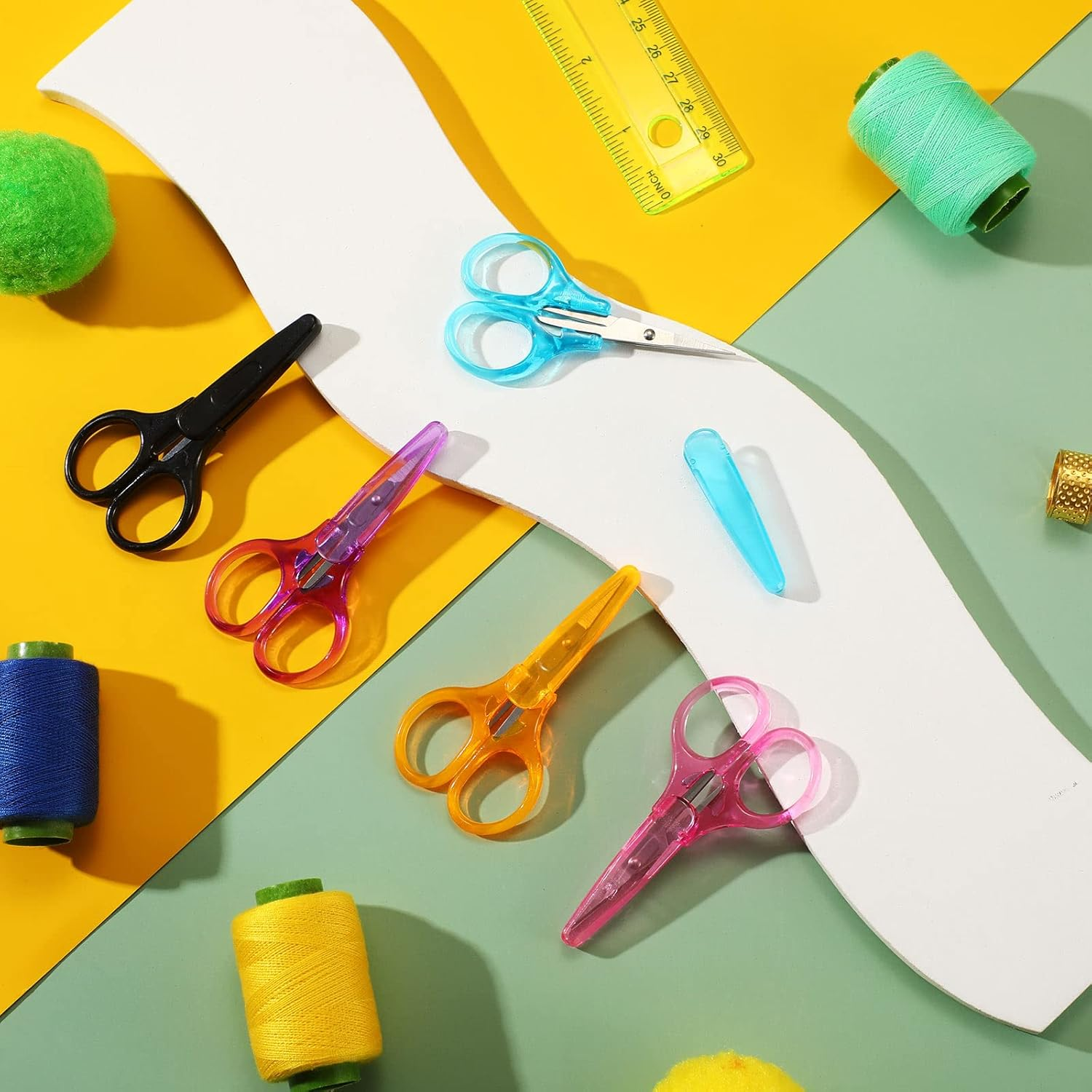 72 Pcs Embroidery Scissors Set Small Craft Scissors for School Kids Lightweight Detail Stainless Steel Scissor with Protective Cover Straight Tip for DIY Sewing Student Office Teacher Art Supplies image number 4