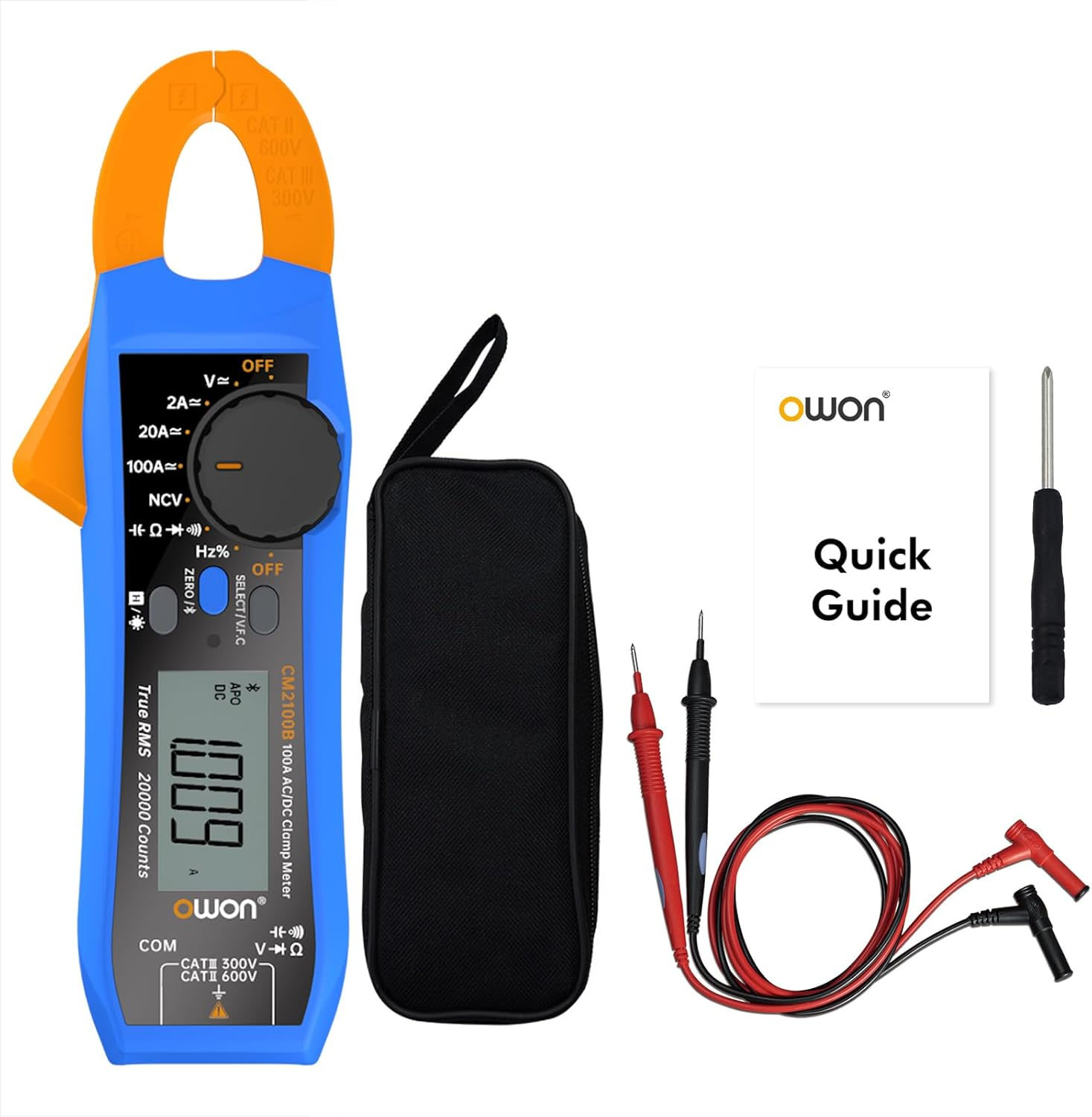 OWON CM2100B Bluetooth Mini Digital Clamp Meter 100A AC DC Current Voltage True RMS Pliers Ammeter Resistance, Capacitance, Diode Tester Multimeter image number 4
