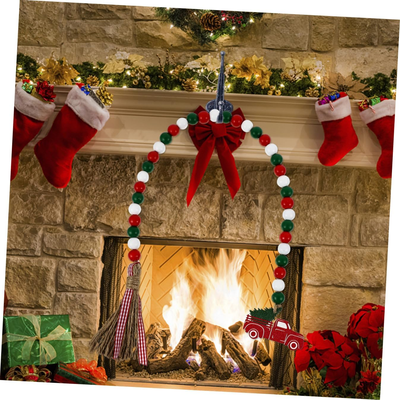 1Pc Christmas Bead Pendant Tassel Festive Home Decor for Xmas Easy to Install Versatile Hanging Adorn for Parties Restaurants and More