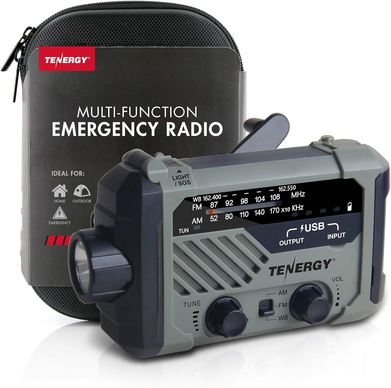 Tenergy Multifunctional Hand Crank Emergency Radio, Battery Powered Radio with LED Flashlights, SOS Alarm, Cell Phone Charger, AM/FM/NOAA Radio Frequencies, Ideal for Emergencies image number 6