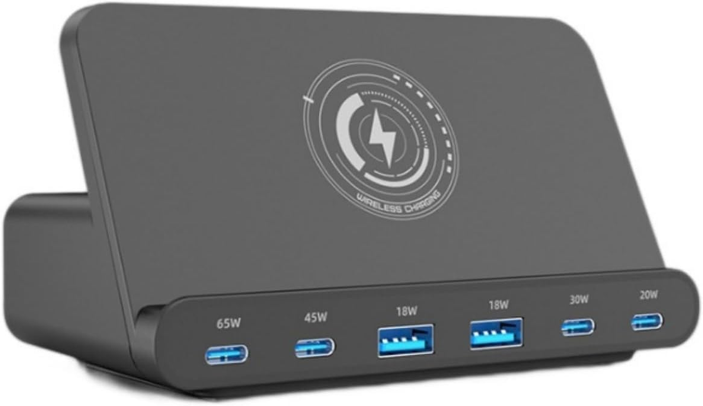 FOSION USB C Charger 160W 6 Port Desktop Wireless Charger Stand，Multiport USB C Charge Station with PD QC 3.0 Fast Charging and 15W Wireless Charging for Macbook，Laptop,Iphone 15,Galaxy S24 image number 3