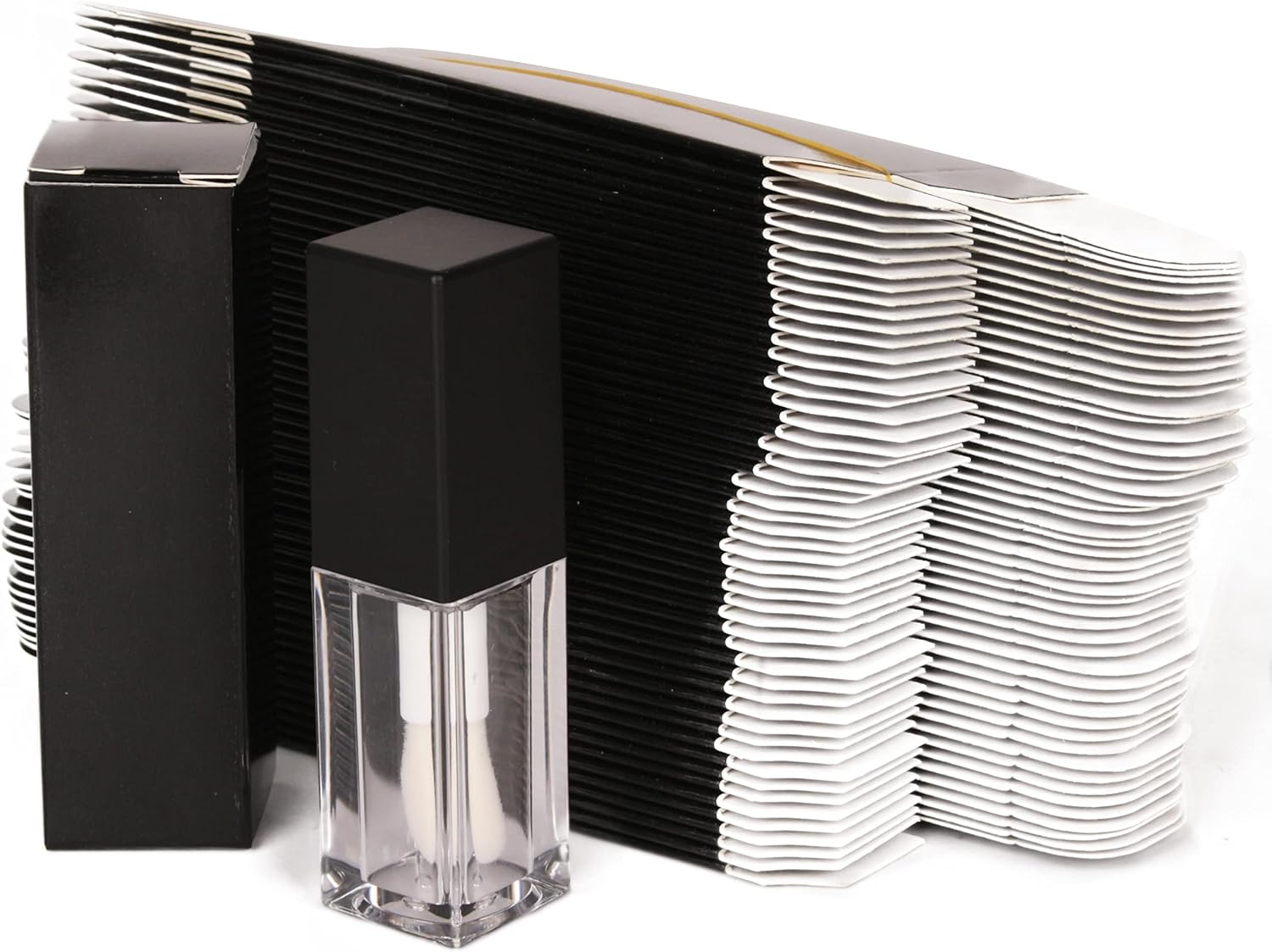 25Pcs 25 * 25 * 86Mm Craft Paper Box for Lip Gloss 350Gms Lipstick Packing Box for Lipgloss Tubes(Pink Paper Box 25Pcs) (Black) - Black image number 4