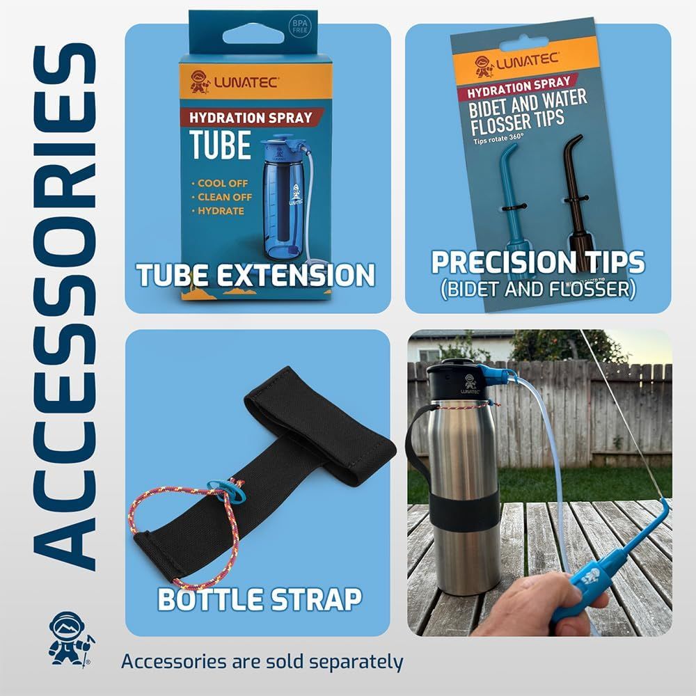 Lunatec&reg; Insulated Hydration Spray Water Bottle - a Pressurized Personal Mister, Camp Shower and Sport Water Bottle in One Easy-To-Use BPA Free Bottle. - Black image number 2