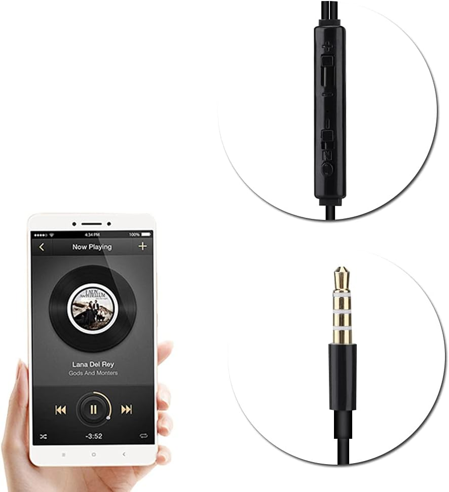 Air Acoustic Tube Earphones with Microphone, High-Quality Sound, Reduces Radiation, Compatible with Smartphones, Transparent Air Tube Design, Silicone Earplugs (Black) image number 1