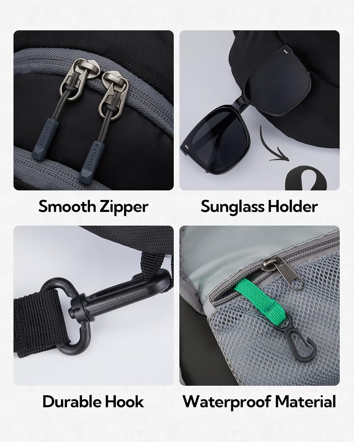 WATERFLY Small Sling Hiking Bag: Shoulder Bag for Women Men Crossbody Chest Travel Daypack image number 6