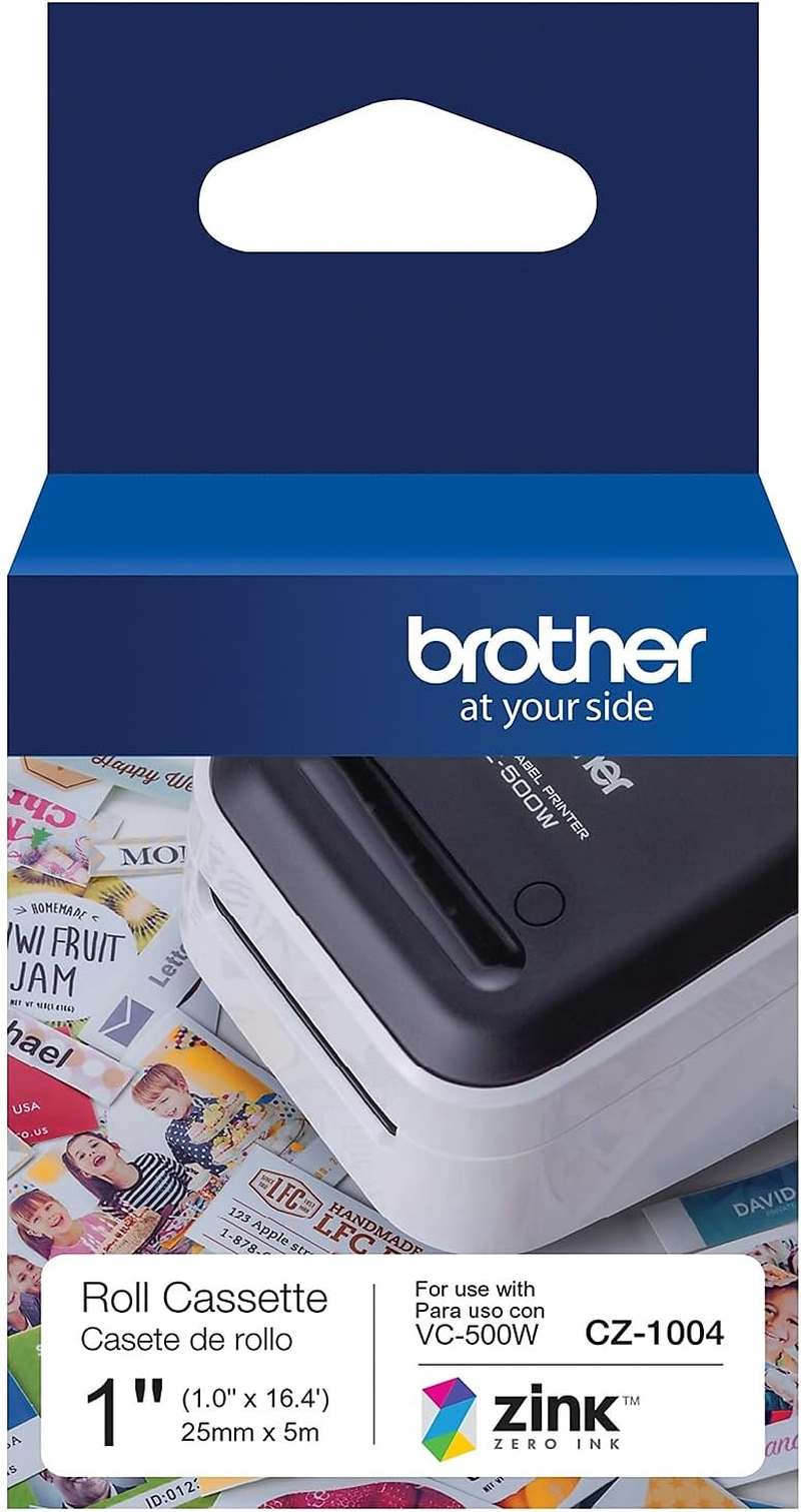 Brother Genuine CZ-1004 Continuous Length 1&rdquo; (1.0&rdquo;) 25 Mm Wide X 16.4 Ft. (5 M) Long Label Roll Featuring Zink Zero Ink Technology image number 5