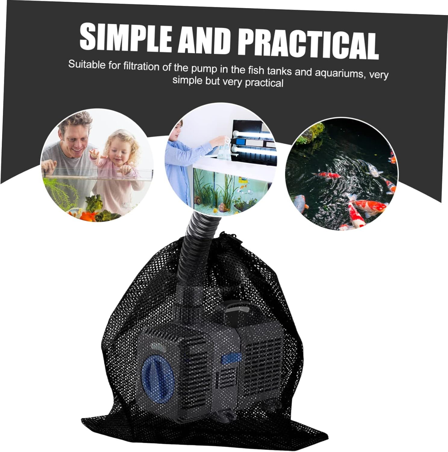 Large Pump Barrier Bag with Drawstring 47X47Cm Pump Filter Mesh Bag for Submersible Water Pumps and Pond Filters
