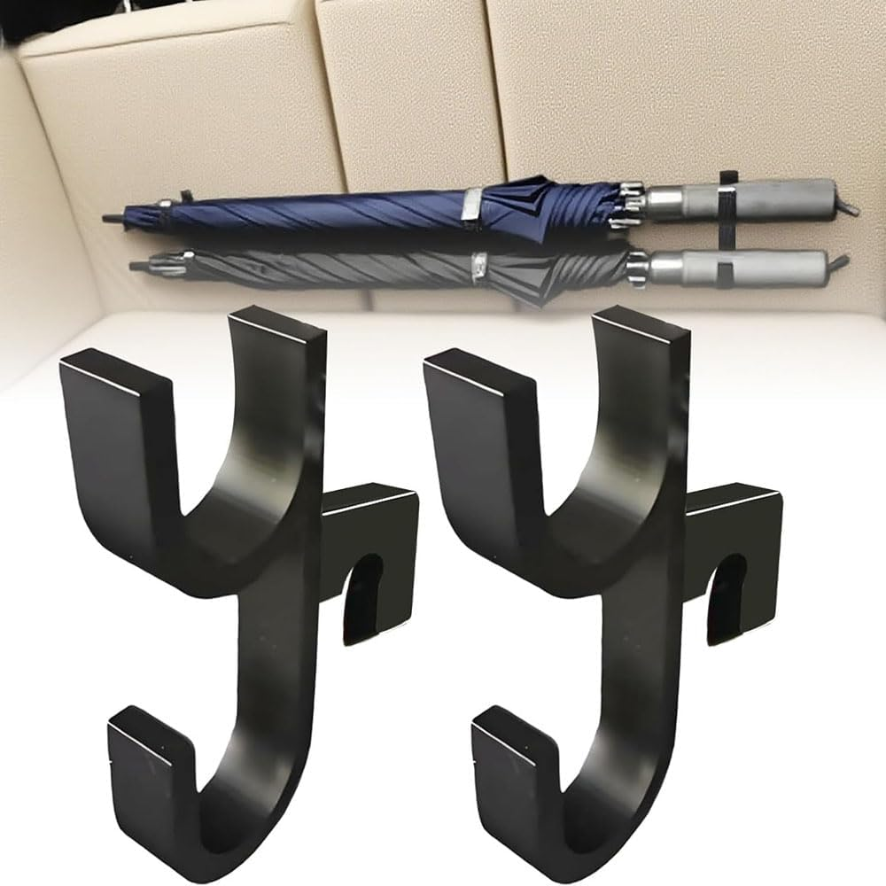 Leanockesa 2 Pack Car Umbrella Hooks,Heavy Duty Multi Purpose Hanging Hooks for Umbrella, Handbag,More Space Saving, Seat, Trunk Organizer, for Car, Boat, Stroller, Golf Cart Accessories image number 1