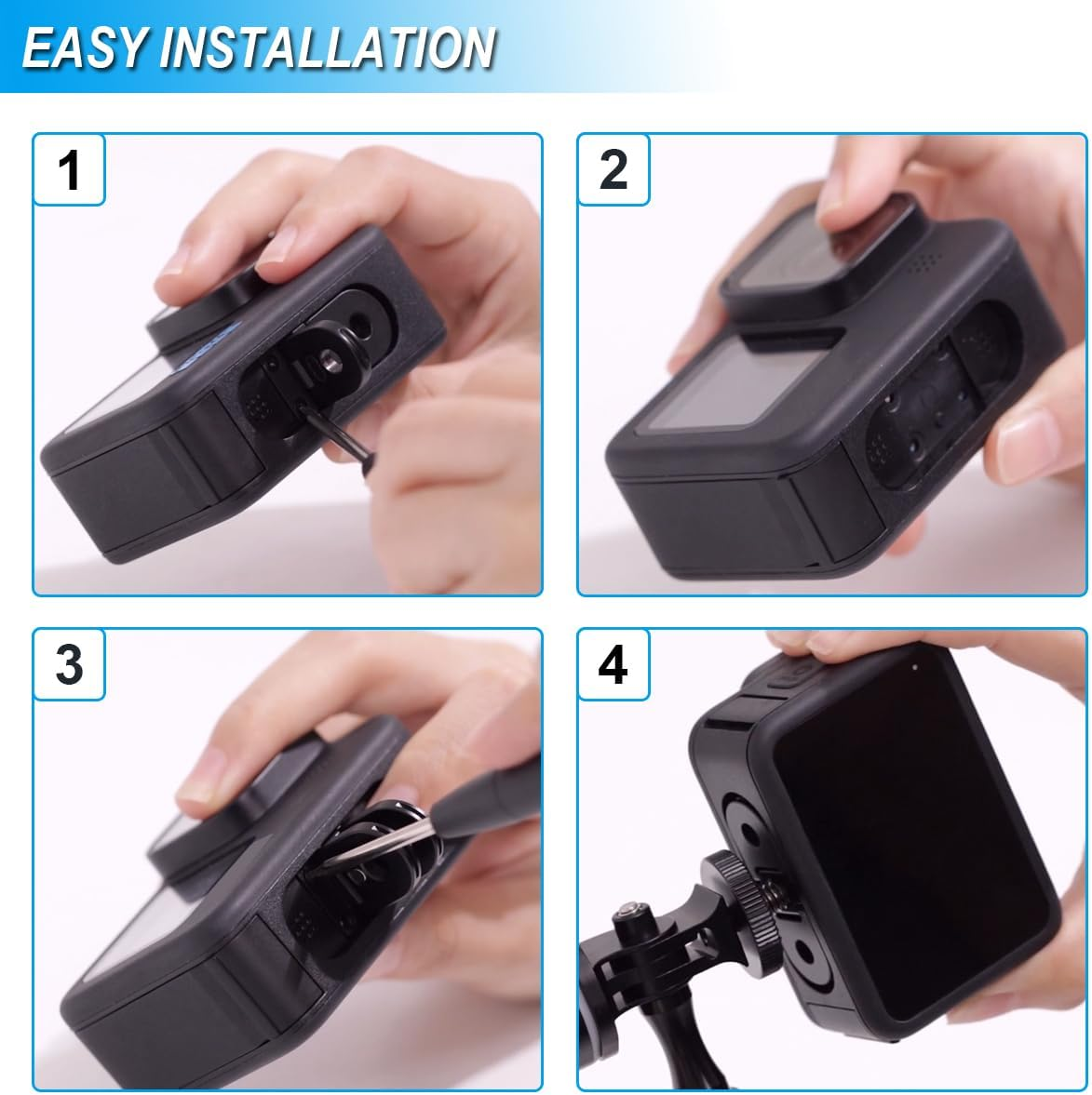 ZHUROUPU Replacement Folding Fingers for Gopro Hero 12/11/10/9/8/MAX, Magnetic Folding Mounting Adapter with 1/4 Tripod Connect Port for Handle Monopod Vlog, Battery Side Door Cover and Repair Tools image number 4