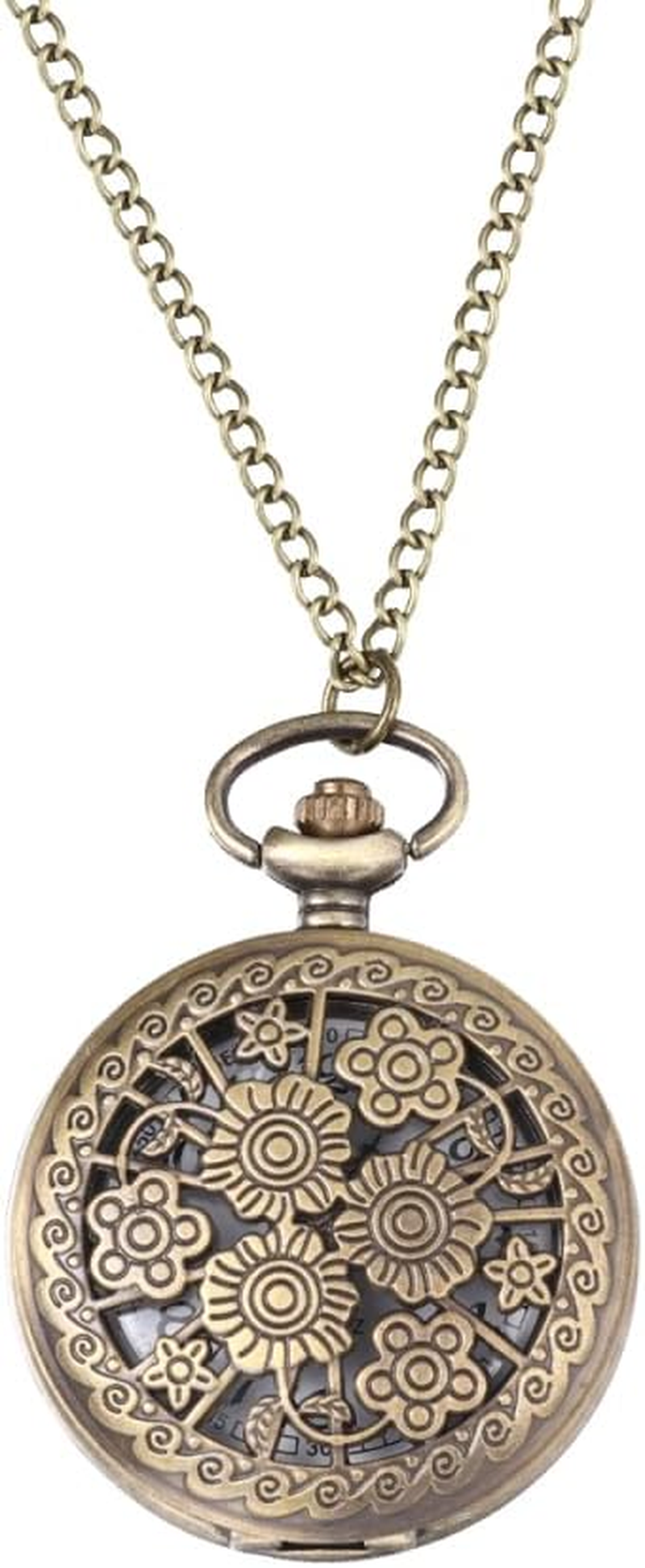 Gatuida 1Pc Retro Pocket Watch Zinc Alloy Hollowed-Out Quartz Watch Chain for Fashion Statement