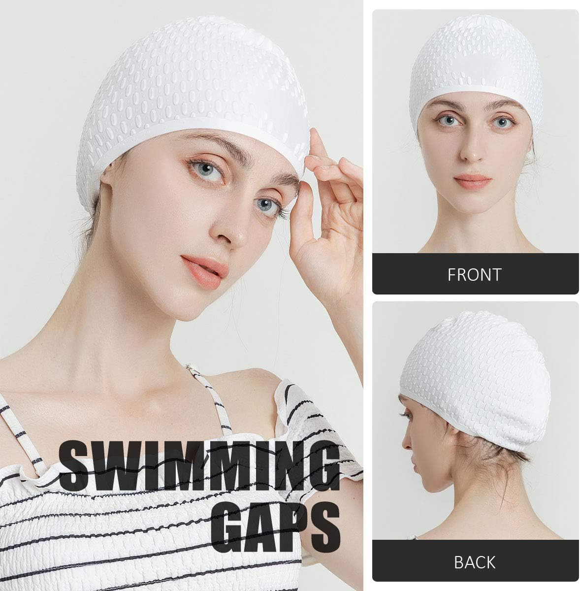 Kvadouly Premium Silicone Swimming Cap - Comfortable Fit for All Hair Types, Includes Ear & Nose Protection