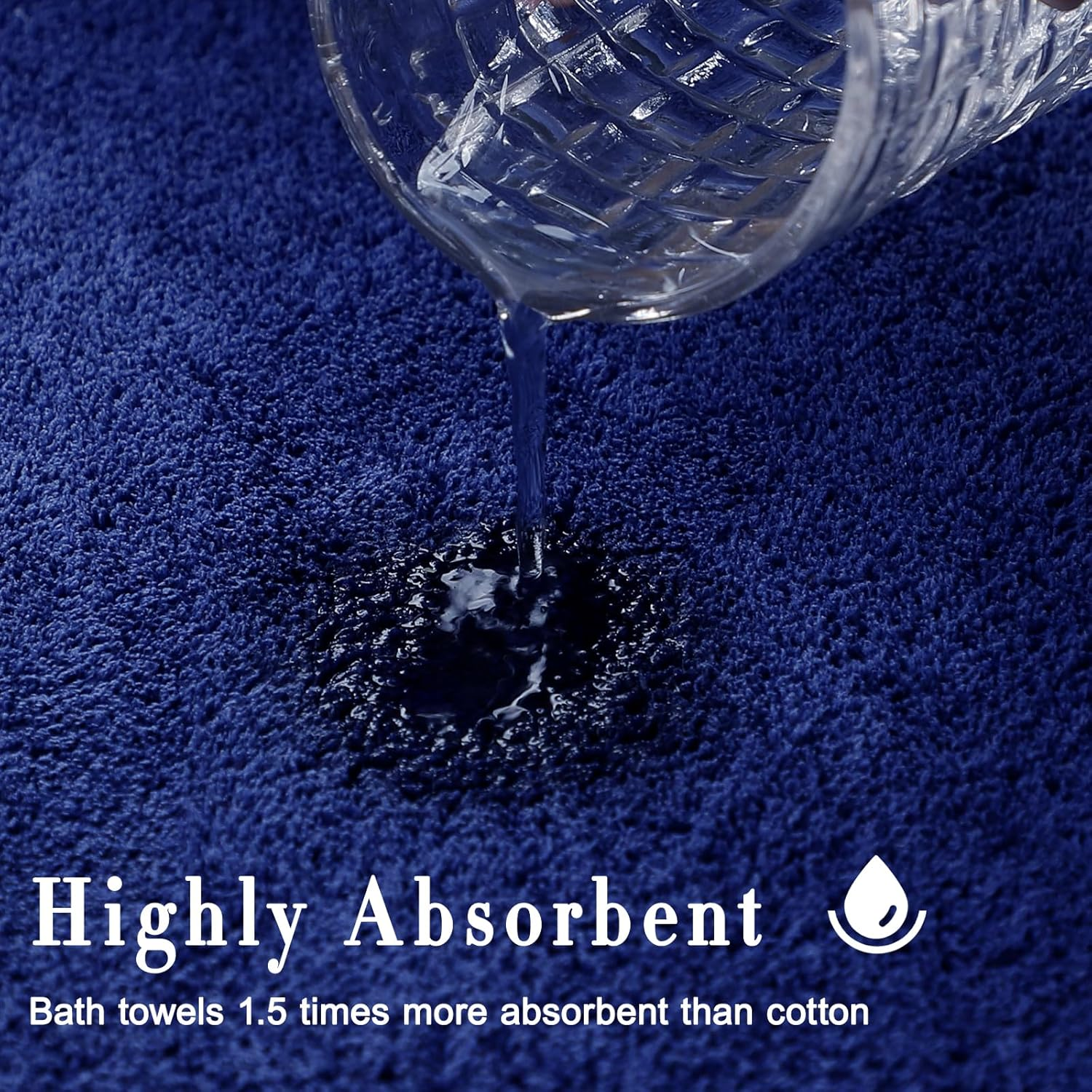 SEISSO Pack of 2 Bath Towel, Premium Bamboo Fibre Bath Sheets 90 X 160Cm, Super Soft, Highly Absorbent and Quick Dry Bath Sheet, Use for Hotel, Spa, Bathroom, Sports Towels, Yoga Towel, Dark Blue - Dark Blue image number 2