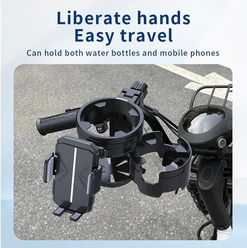 3-In-1 Stroller Cup Phone Holder Attachment, Universal Cup Holder with Adjustable Phone Mount, Double Cup Holder for Walker, Wheelchair, Fits Most Donna, Uppababy, Bugaboo, Anti-Slip & Easy Install image number 6