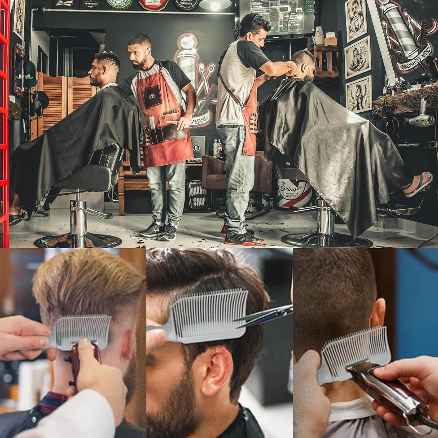 Itadaku 3-Pack Fade Comb Set, Curved Fade & Positioning Comb for Beard Styling, Sideburns, and Men'S Hairstyles, Professional Hair Cutting Tool for Home, Salon, and Barbershop Use image number 4