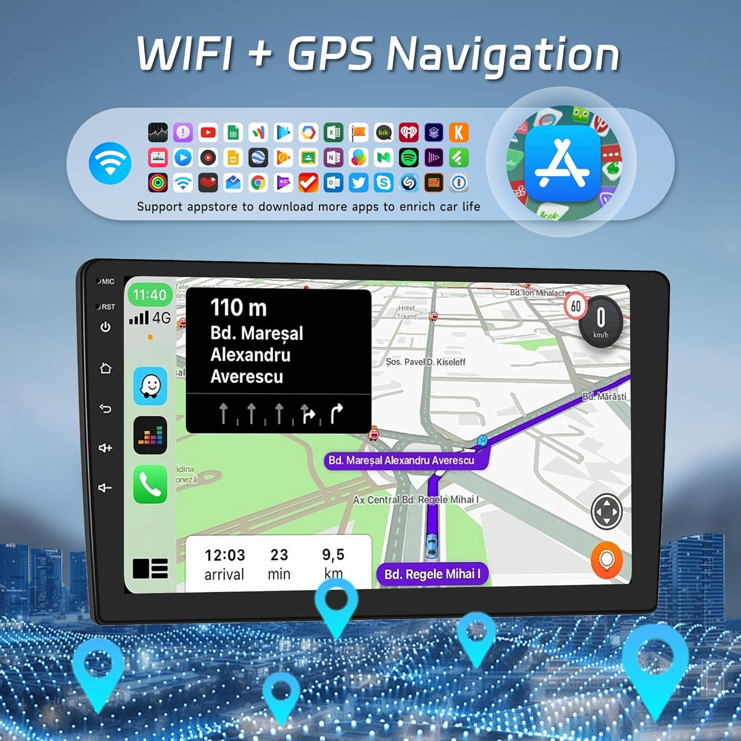 Android Car Stereo for Ford Ranger 2011-2015,Wireless Carplay Android Auto Car Radio,2G+64G 9&rsquo;&rsquo; Touch Screen Head Unit with GPS Navigation Wifi Bluetooth Mirror Link FM RDS AHD Backup Camera Mic image number 2