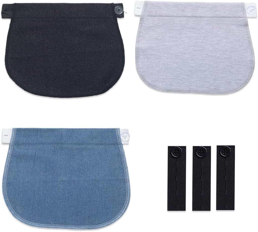 Pack of 6 Elastic Waistband Extenders Button Extension for Pregnancy, Jeans, Skirts, Trousers, Maternity Trousers image number 1