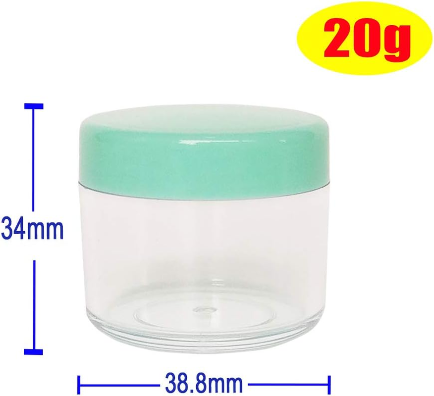 Wopanxye 12Pack 20 Gram 20Ml Jars, Small Cosmetic Sample Empty Container, Plastic round Pot Green Screw Cap Lid, Tiny 20G Bottle for Makeup, Eye Shadow, Powder, Jewelry, Sunscreens, Creams, Lip Balms image number 3