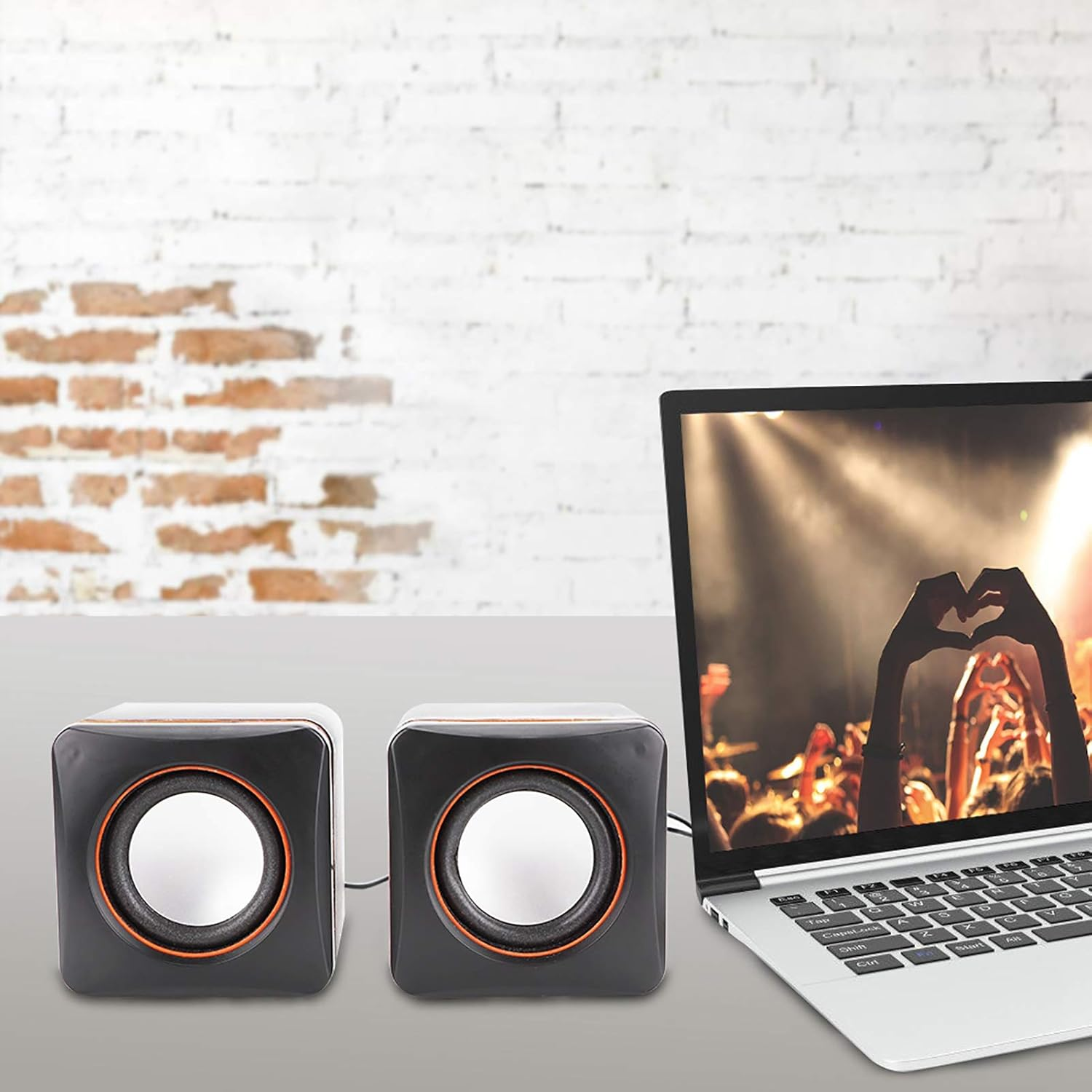 USB Speaker, Black Computer Speaker 3.5Mm Stereo Desktop Mini for Laptop for Computer(Two-Channel) image number 3