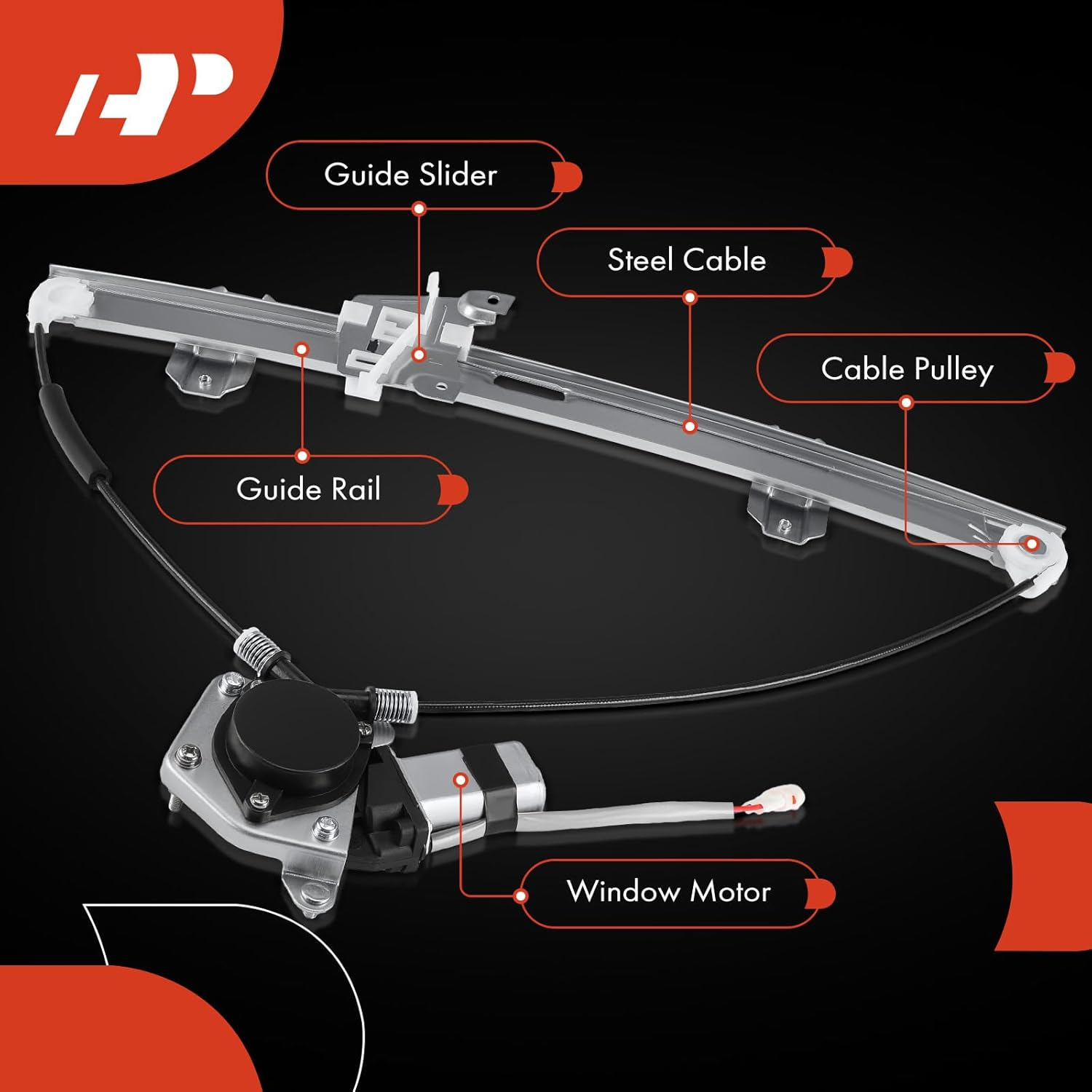 A-Premium Power Window Regulator with Motor Compatible with Chevy Tracker Suzuki Vitara Grand Vitara 1999-2004 Front Passenger Side image number 2
