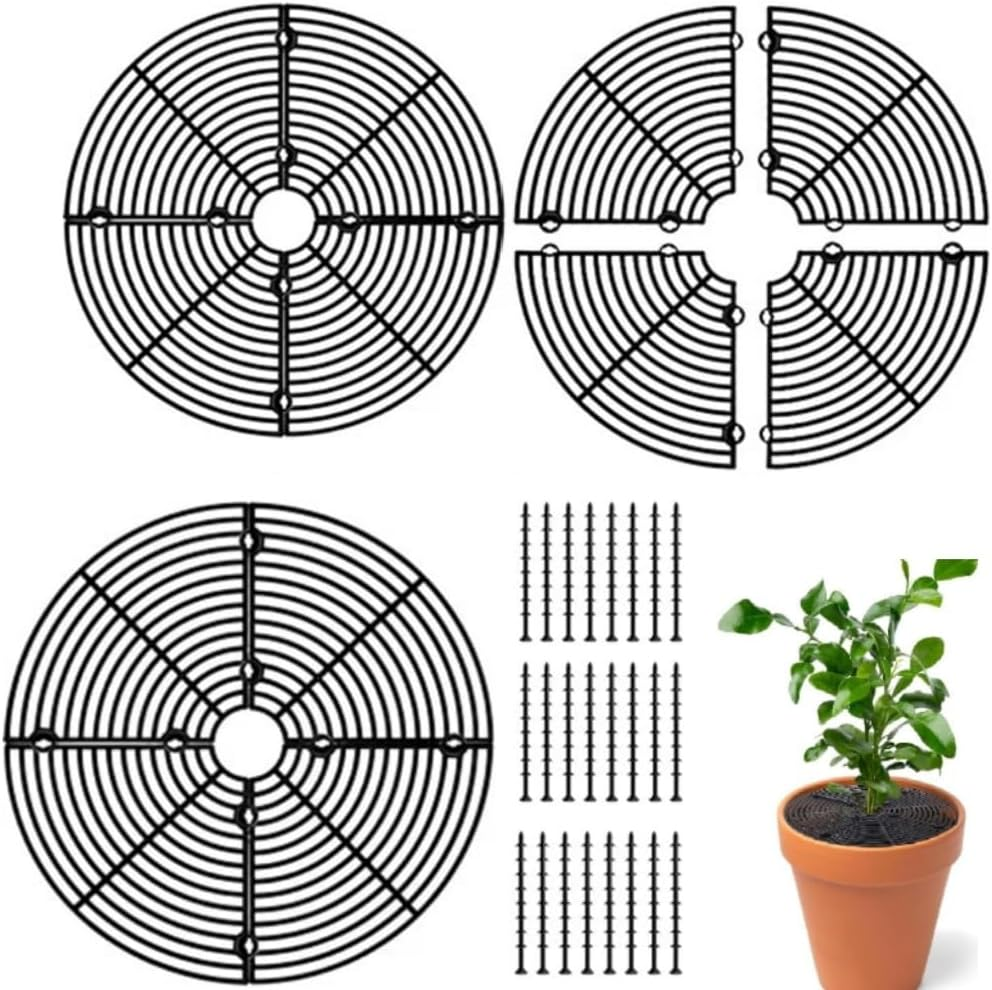 3Pcs PVC Grid Plant Pot Covers with Stake Breathable Leak Proof Plant Pot Protector for Indoor/Outdoor Potted Plants Soil Protector Grid Cover image number 3