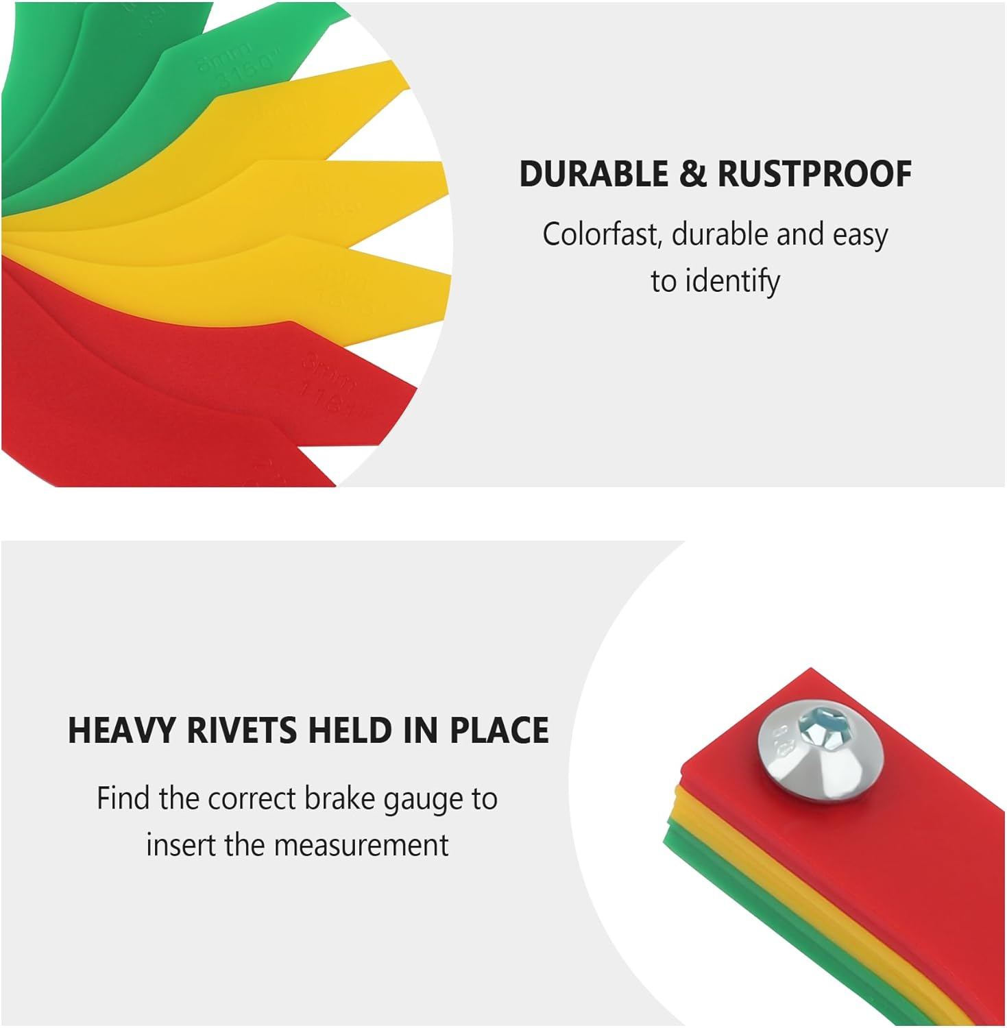 8PCS Brake Pad Measuring Tool,Color Coded Brake Pad Gauge with Metric & SAE Size,Durable Nylon Brake Pad Thickness Gauge Automotive Tool for Quickly Measure Disc & Drum Brake Pad image number 3