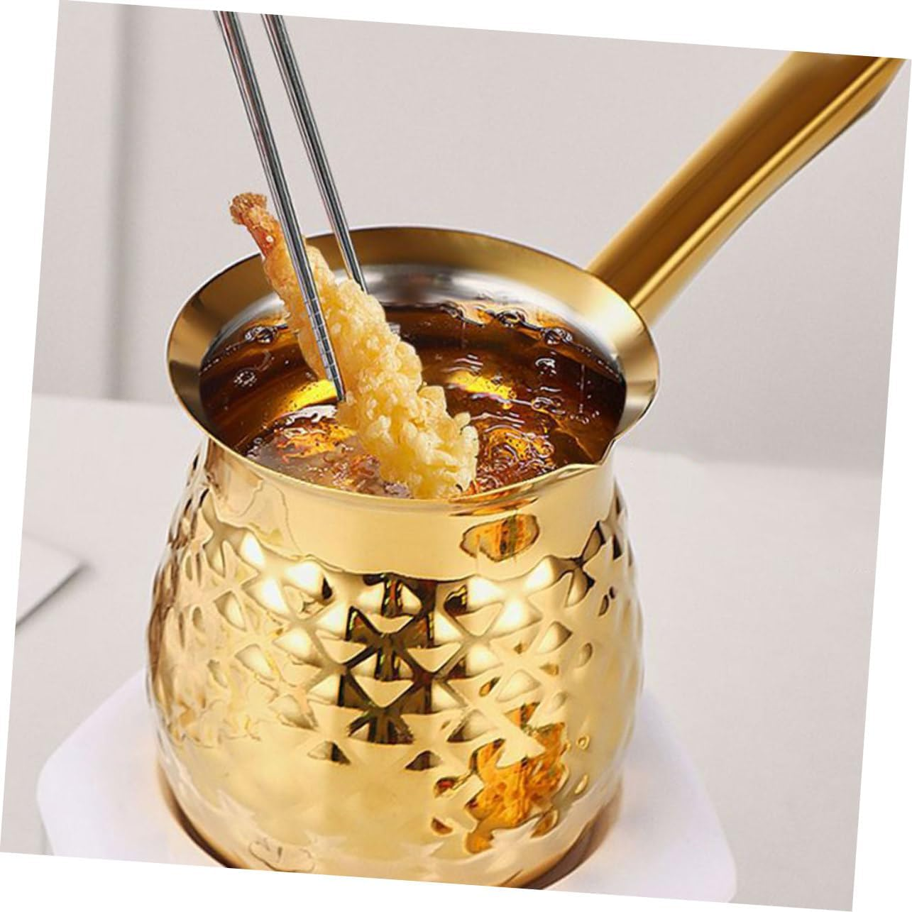 HIAKDOFT Vintage Turkish Cezve Coffee Pot 600Ml Metal Briki Coffee Maker Golden Small Pot for Home Kitchen Induction Cooktop Use image number 1