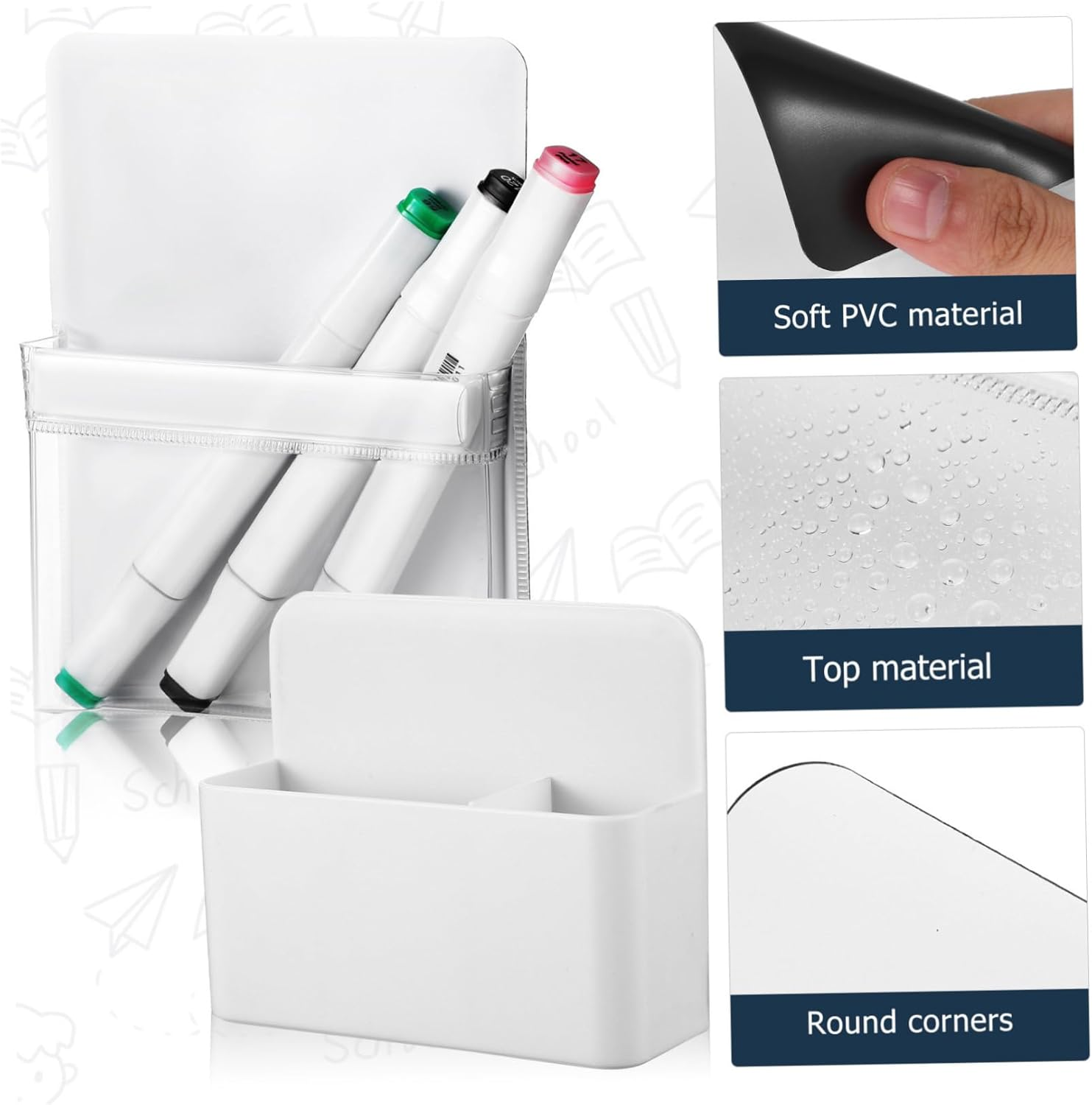 COOPHYA Pencil Holder Whiteboard Marker Holder Magnetic Whiteboard Supply Organizer for School Classroom Desk Accessories image number 3