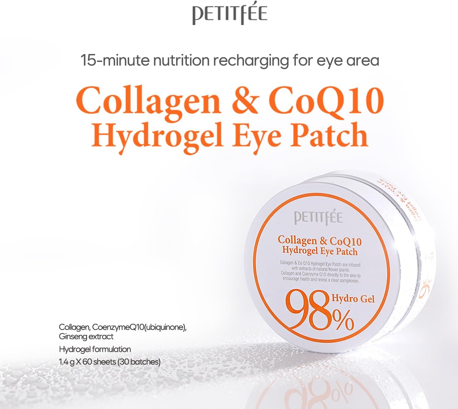 Collagen & Coq10 Hydrogel Eye Patch 60Ea - Collagen under Eye Mask for Intense Hydration, Skin Elasticity, Coenzymeq10, Aloe Vera, Green Tea Extract for Puffy Eyes and Dark Circles image number 4