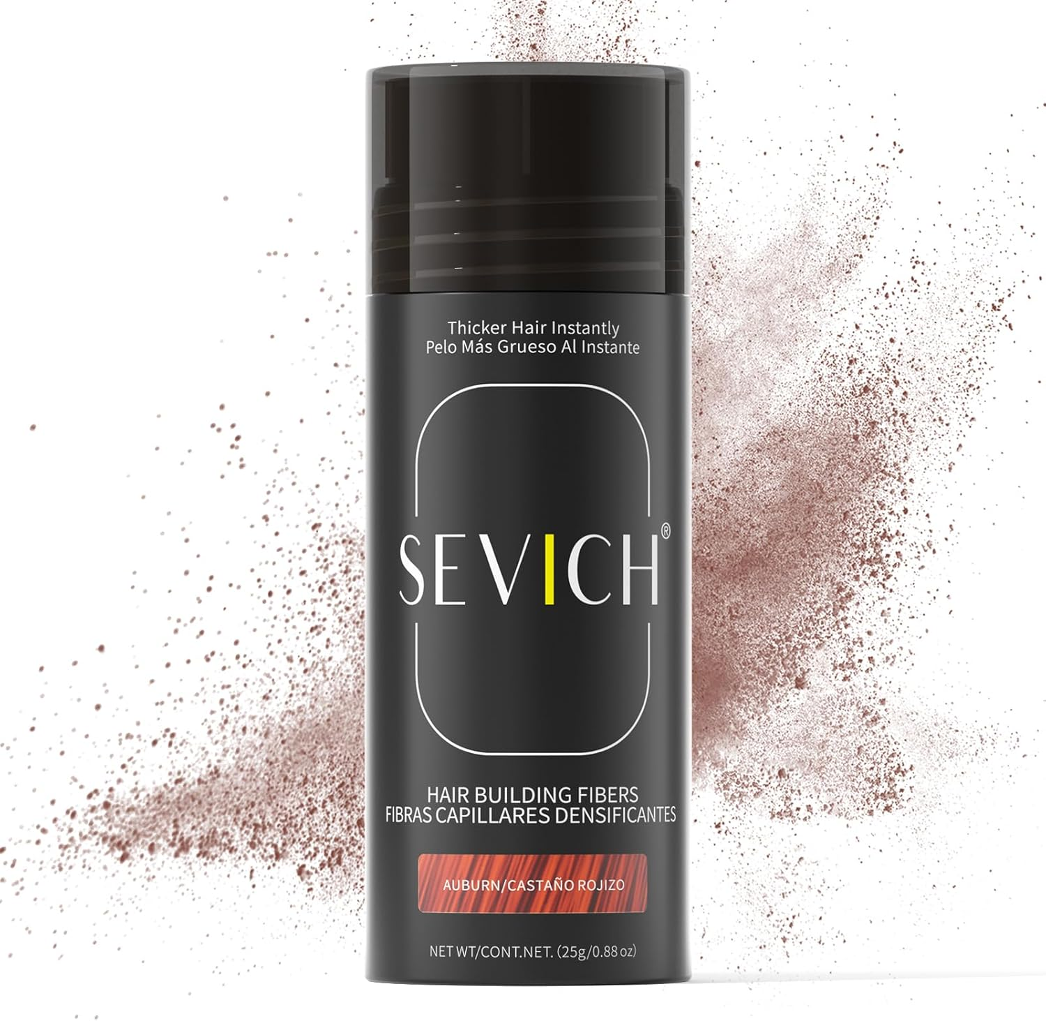 SEVICH Hair Fibers with Spray Applicator - Natural-Looking Hair Thickening Fibers for Men & Women, Instant Fullness, Wind & Water Resistant, Easy Wash Out, 25G (Black)