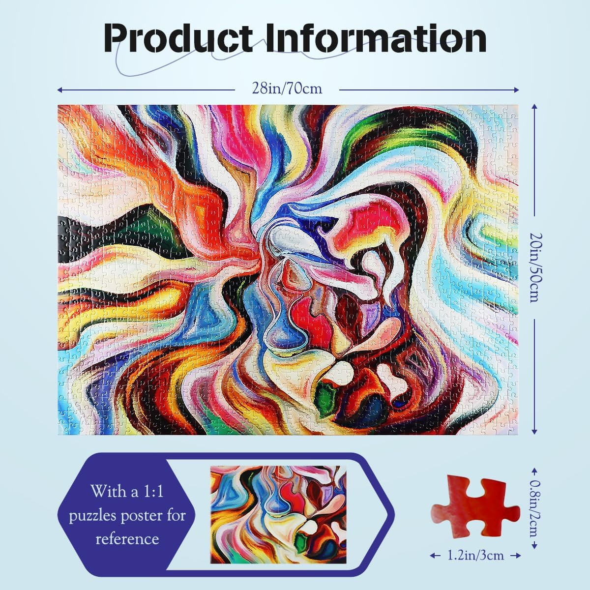 MISITU 1000 Pieces Jigsaw Puzzles for Adults Challenging Difficult Puzzles Impossible Puzzle Teens Jigsaw Puzzle Abstract Watercolor Graduation Home Decoration 70 X 50 Cm with Reference Poster image number 3