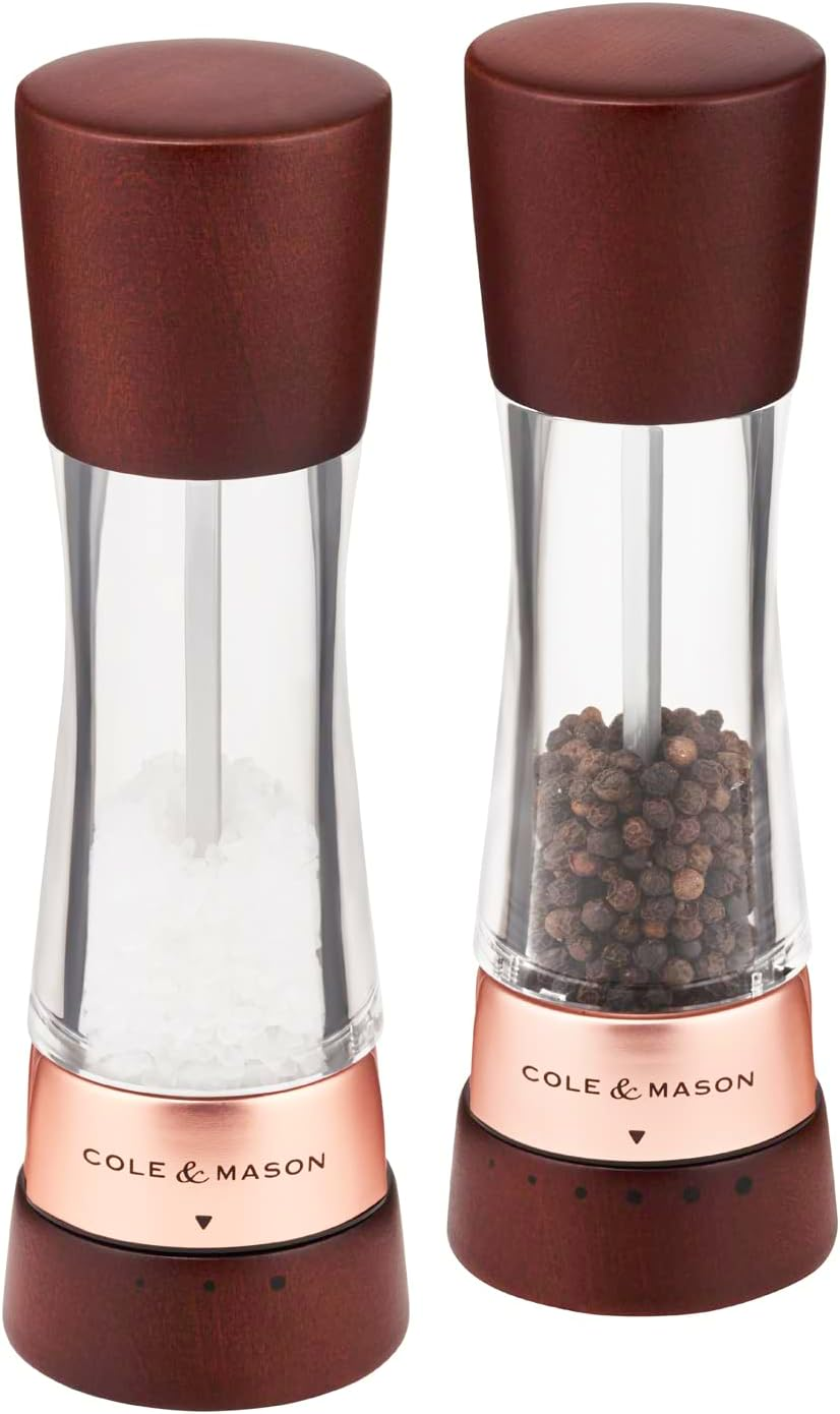 Cole & Mason Derwent Chestnut Rose Gold Salt and Pepper Mills - Gift Set | Precision+ Mechanisms | Beech Wood | Clear Acrylic | 6 Adjustable Grind Settings | Lifetime Mechanism Guarantee | 190Mm image number 6