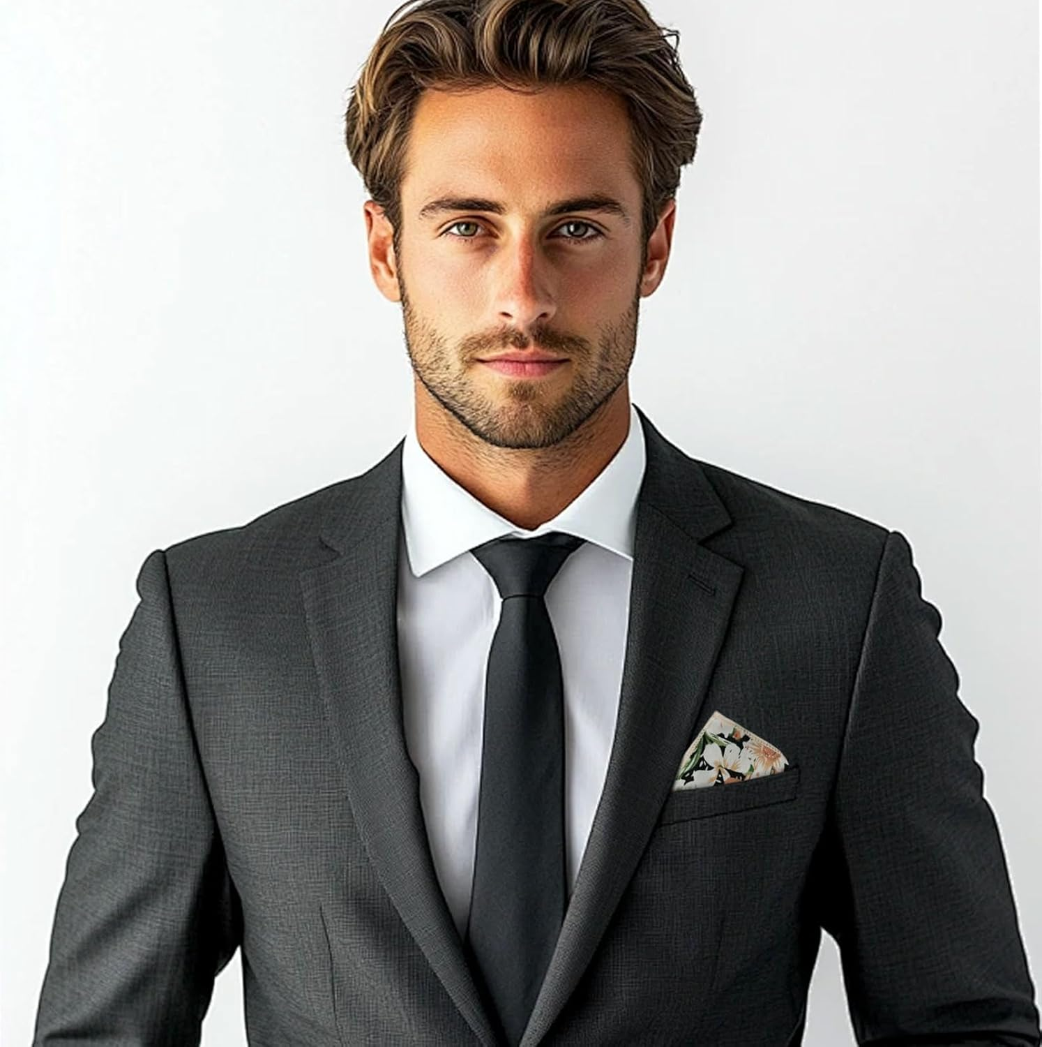 GHTIYLP Floral Pocket Squares for Men with Holder Printed Flower Mens Handkerchief Cotton Suit Pocket Hanky for Wedding - Hundred Flowers image number 4