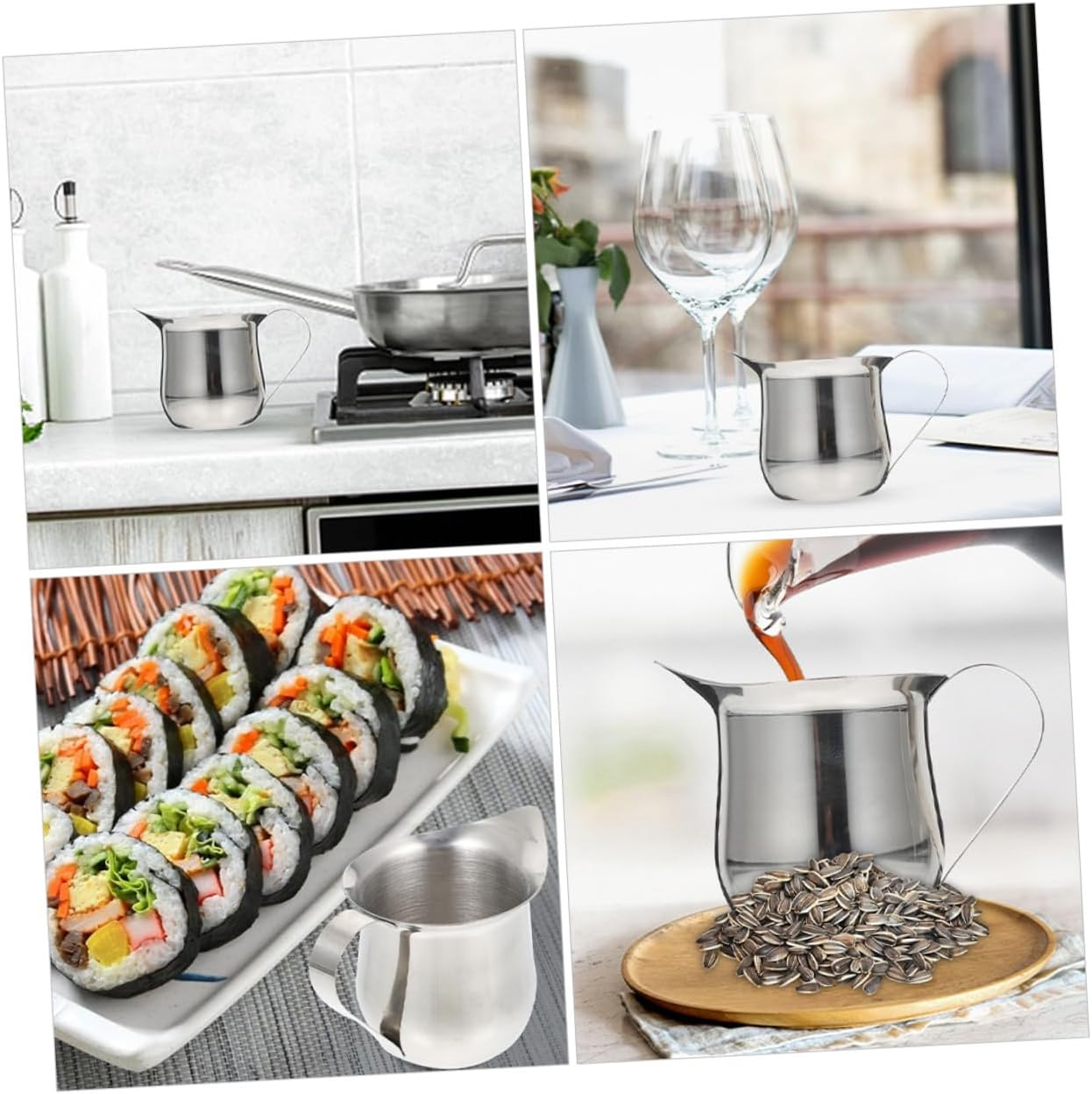 LAPYAPPE 3Pcs Stainless Steel Milk Frothing Pitchers Small Coffee Milk Jug for Steaming Latte Art Espresso Portable and Easy to Clean for Home and Professional Use image number 1