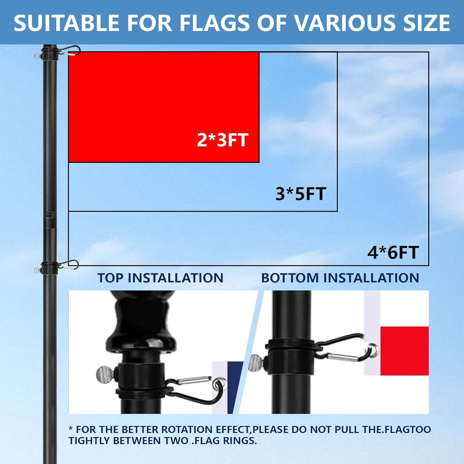 Xiwerhll Flag Pole - Upgraded Bracket Set, 6 FT Stainless Steel Flag Poles，Adjustable Flag Pole Suitable for Home, Commercial, Outdoor Wall-Mounted Flag Pole image number 4