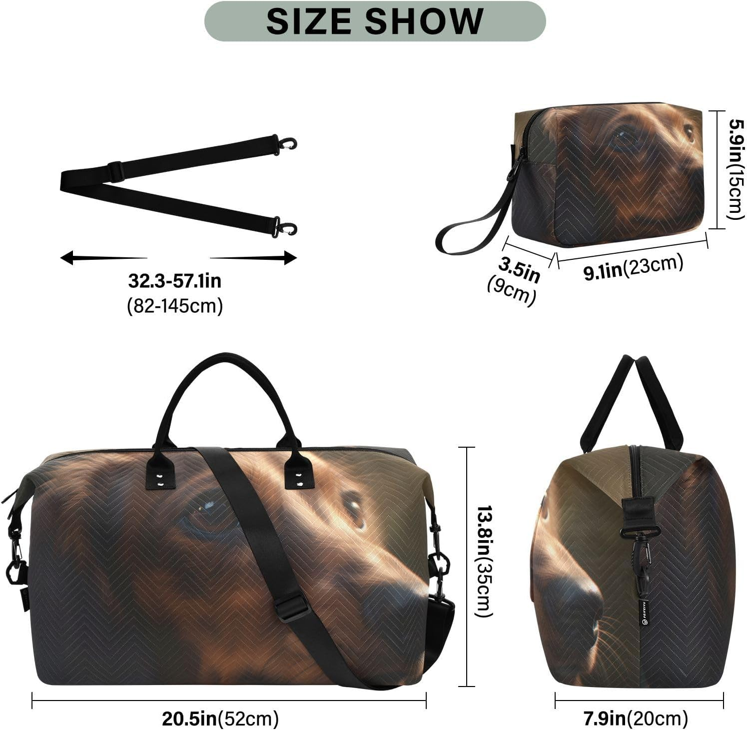XYMZR Large Travel Duffel Bag, Beautiful Dachshund Sports Tote Gym Bag, Shoulder Weekender Overnight Bag for Women Men, Carry on Luggage with Toiletry Bags, Multi-Colored, Multi-Colored image number 2