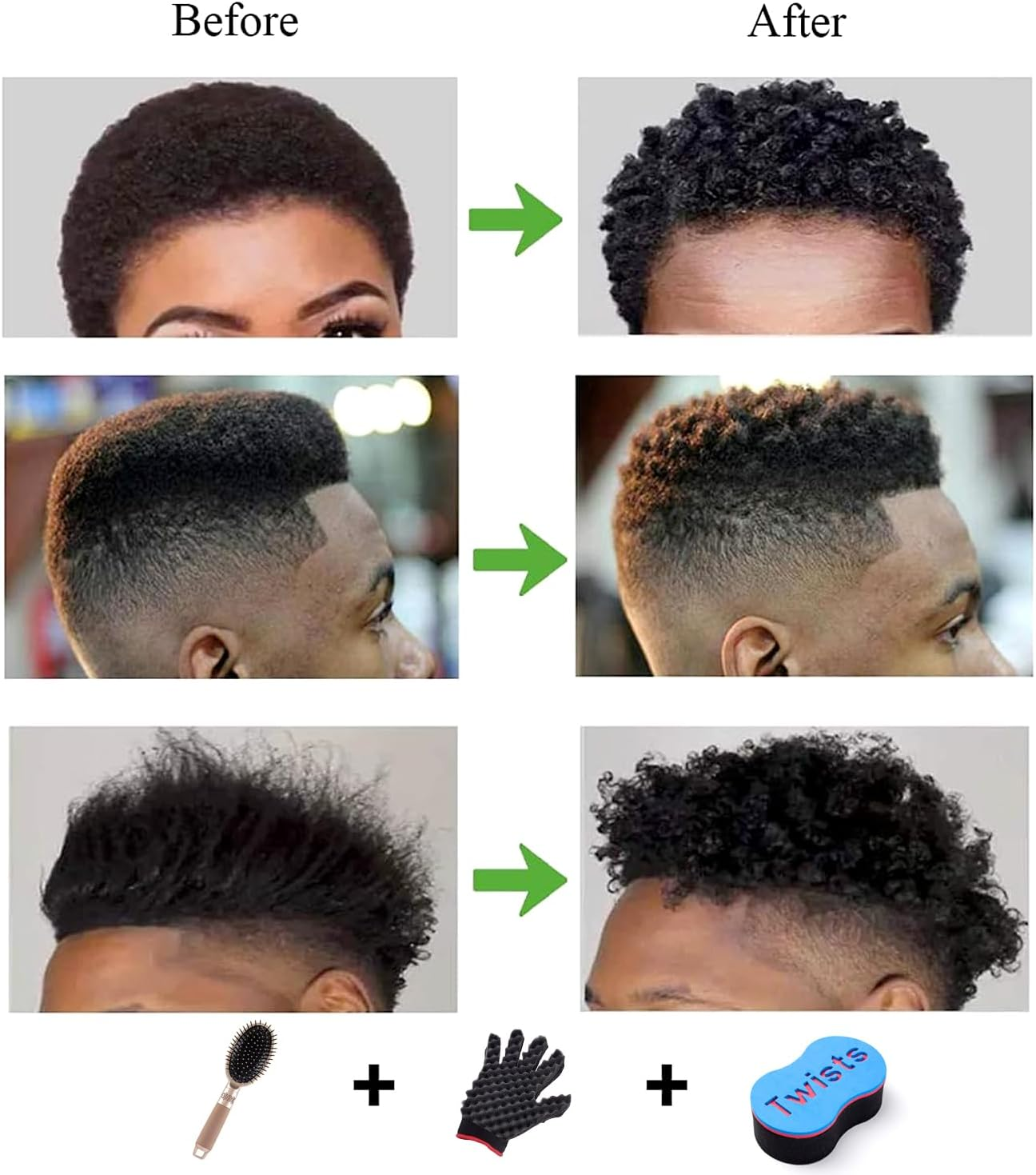 ARJDXDP Pack of 3 Hair Brush Sponge Afro Curl Sponge Magic Curl Sponge Large Holes Dreads Locking Twist Barber Tool for Afro Coil Hair Magic Beauty image number 4