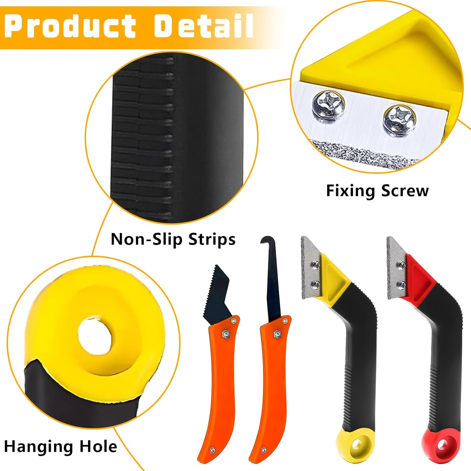 TTYSHIP&reg; Pack of 13 Tile Grout Remover Tiles with 9 Replacement Blades, Grout Remover Tool Tiles for Tile Cleaning (Red + Yellow) image number 4