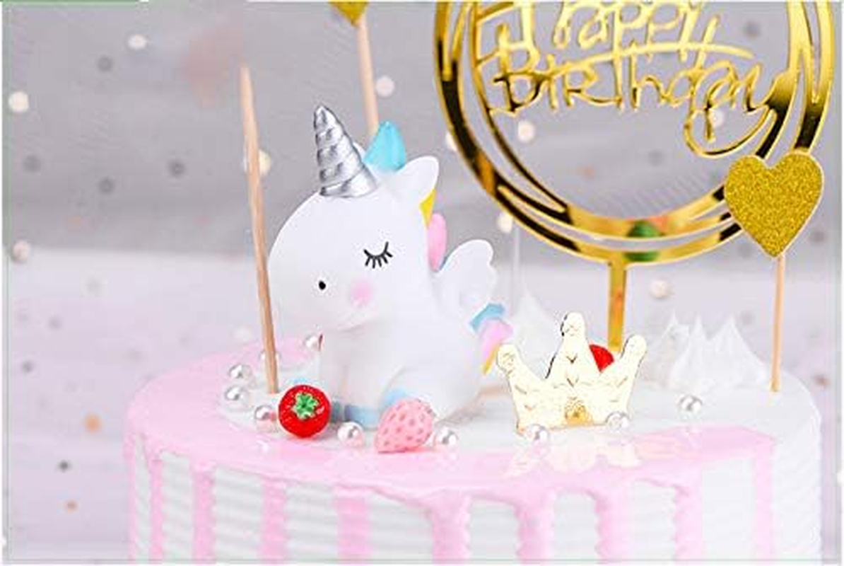 2 Pcs Unicorn Cake Toppers Unicorn Cake Decorations Unicorn Toys for Birthday Party Baby Shower Wedding Supplies (Blue) image number 2