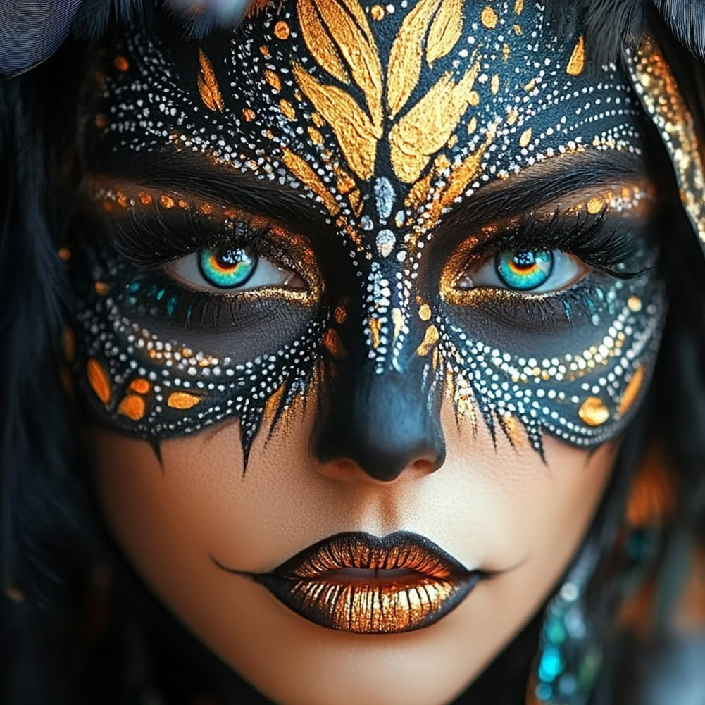 DELORIGIN 2Pcs Face Painting Practice Board Reusable Makeup Practice Mannequin Face Painting Exercise Template Stage Painting Tool Facial Painting Supplies for Beginner (Braid Girl Straight Hair Girl) - Braid Girl Straight Hair Girl image number 6