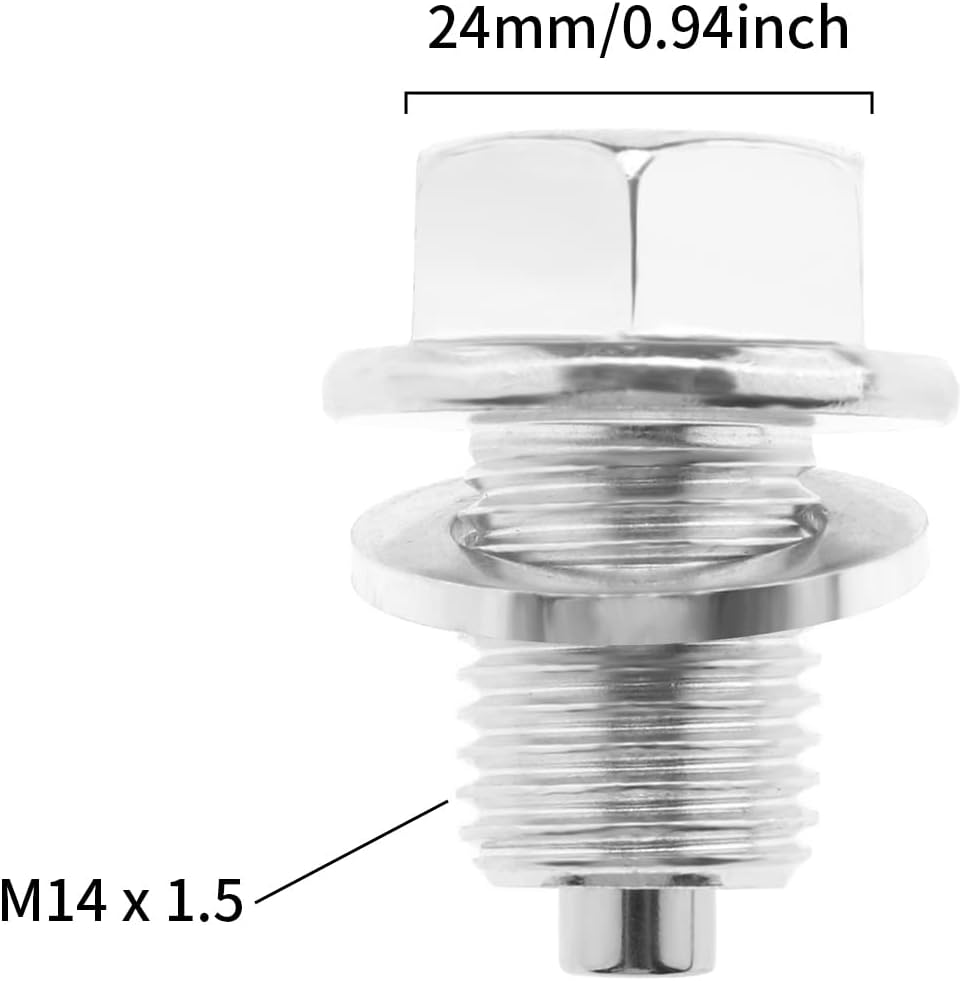 Ecsing 2PCS Magnetic Oil Pan Plug with Gasket for Car Magnetic Sump Plug Bung Fitting Adapter Return Drain Plug with Washer M14X1.5