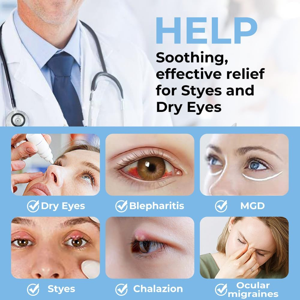 Aroma Season Heated Eye Mask, Warm Eye Compress for Dry Eyes MGD Stye Blephartitis Sinus Migraine, Graphene Heating Element with Natural Lavender Pack (Black) - Black image number 2