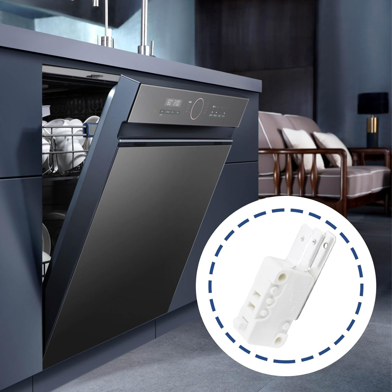 2PCS Dishwasher Microswitch Water Level Regulator Compatible with Bosch 3VB350ID/01 3VB350ID/02 3VB613BA/08 OE 00165256 Installation Hole Spacing 22Mm