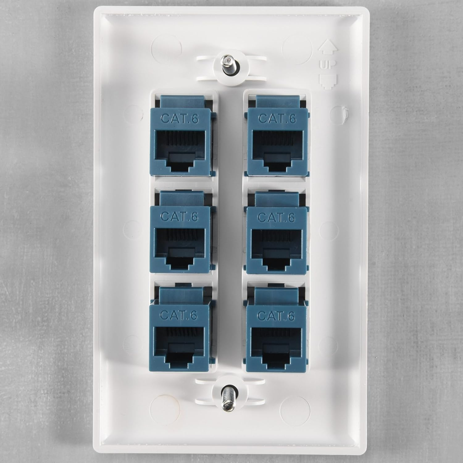 Cat 6 Ethernet Wall Plate 6 Port,Ethernet Wall Plate Female-Female Removable Compatible with Cat7/6/6E/5/5E